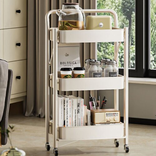 Home Multi-layer Metal Snack Folding Storage Rack Cart