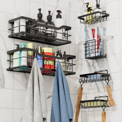 Bathroom Wall Mounted Multi-Purpose Organization Storage Racks and Shelves